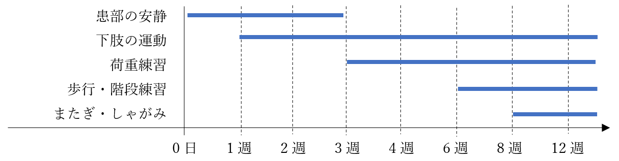 当院のプログラム(運動・装具等)の目安